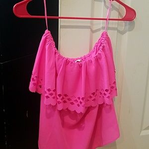 fuscia (pink) off the shoulder blouse